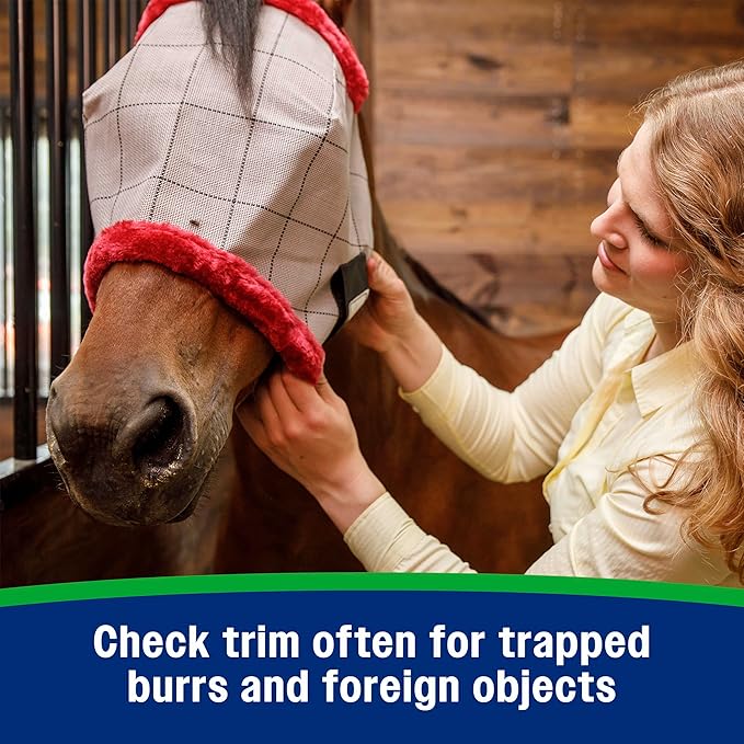 Farnam SuperMask II Fly Mask Without Ears for Larger Horses, Full Face Coverage and Eye Protection from Insect Pests, Structured Classic Styling Mesh with Plush Trim, XL Size