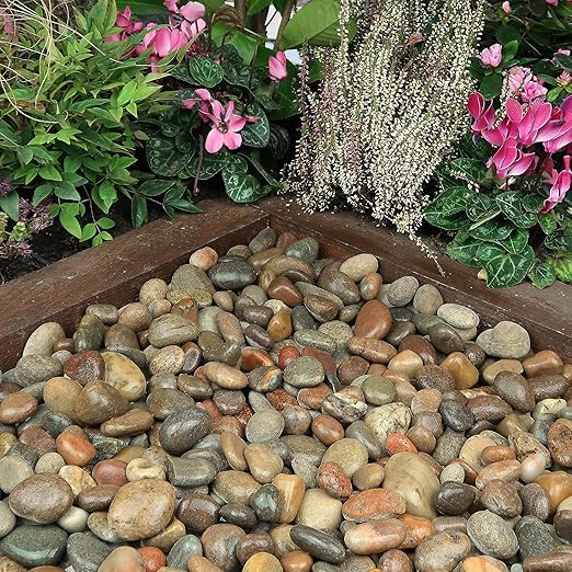 40lbs Large River Rocks for Landscaping, 2-3 Inch Natural Unpolished Bulk Pebbles, Hand-Picked Premium Stones for Garden Design Fish Tank, Flower Pots, Pathways and Backyard, Mixed Color